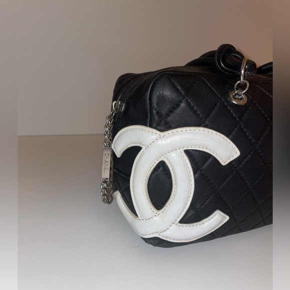 Black Calfskin Quilted Small Cambon Bowler Silver Hardware (Pink Interior) - Picture 3 of 7